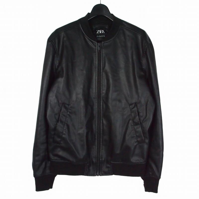 ZARA　フェイクレザージャケット L ブラック ZARA（ザラ） フェイクレザージャケット ブルゾン L ブラック 黒