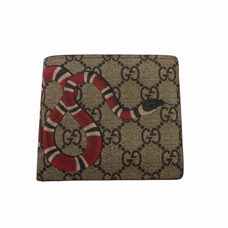 極美品✨GUCCI グッチ 二つ折り財布 キングスネーク GGスプリーム 黒 GUCCI（グッチ） 総柄 キングスネークプリント GGスプリーム 二つ折り