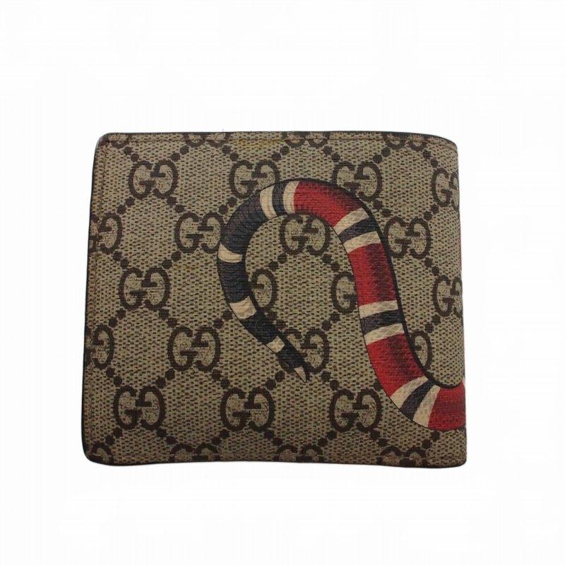 GUCCI（グッチ） 総柄 キングスネークプリント GGスプリーム 二つ折り