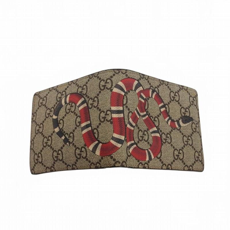 GUCCI（グッチ） 総柄 キングスネークプリント GGスプリーム 二つ折り