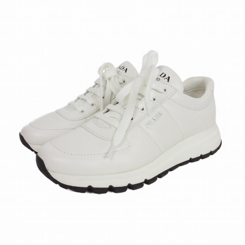 PRADA（プラダ） ラムレザー ローカット スニーカー 靴 6 ホワイト 白