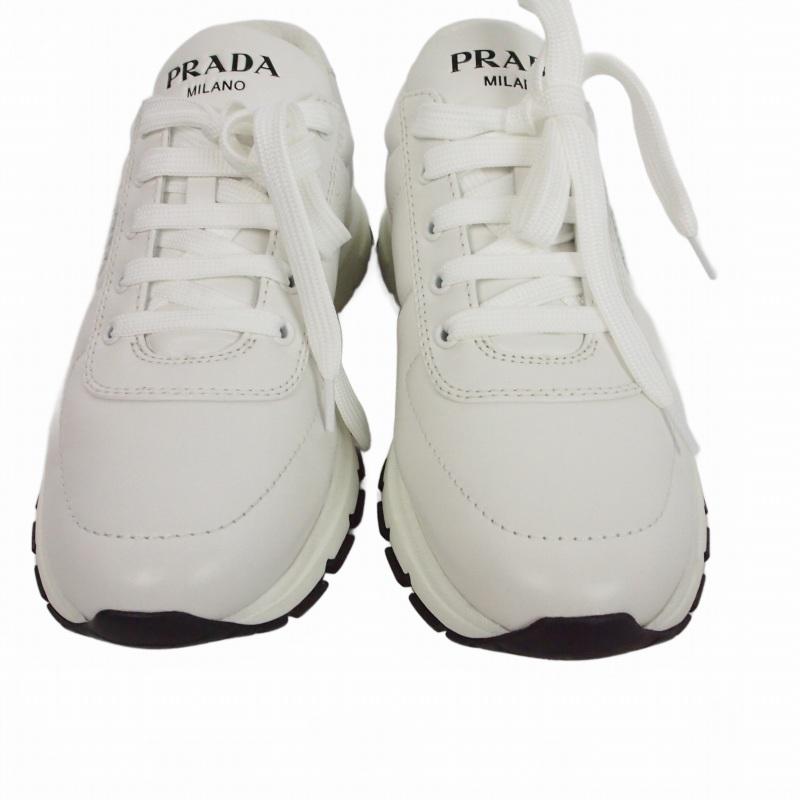 PRADA（プラダ） ラムレザー ローカット スニーカー 靴 6 ホワイト 白