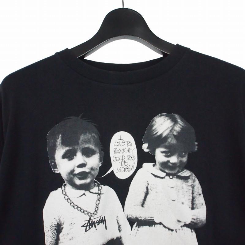 00s Old Stussy ブラック パーカー キッズフォト M Stussy パーカー