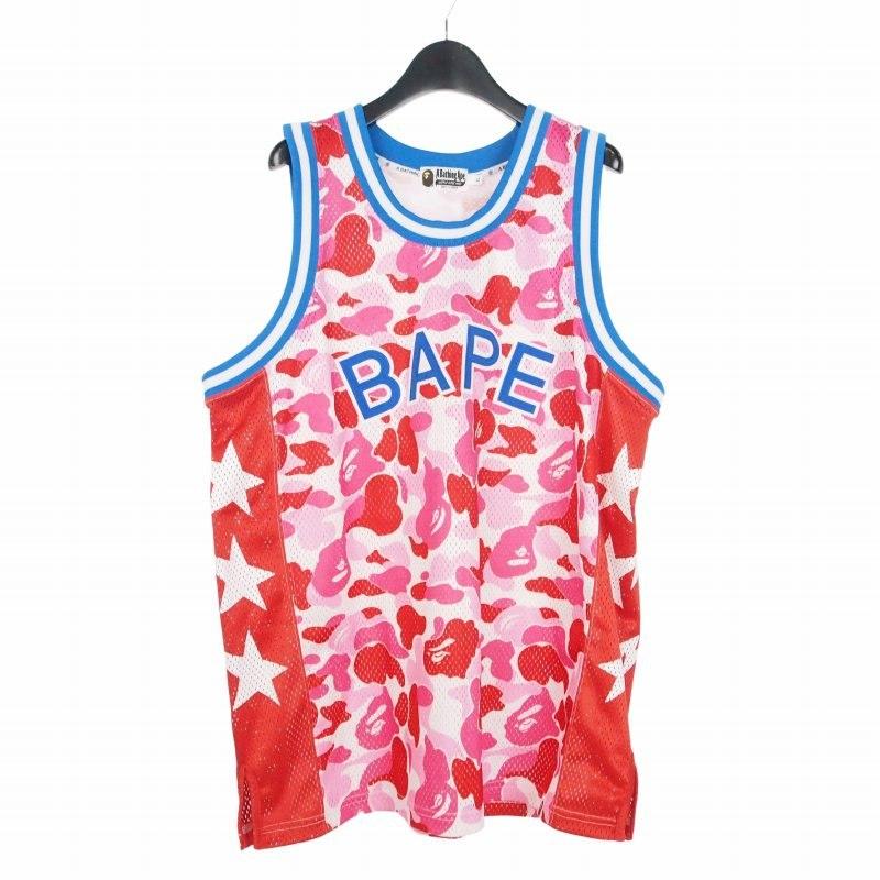 アベイシングエイプ  001CSF801008X カモフラ柄ノースリーブメッシュタンクトップ メンズ XXL A BATHING APE（アベイシングエイプ） カモフラ柄ノースリーブメッシュ