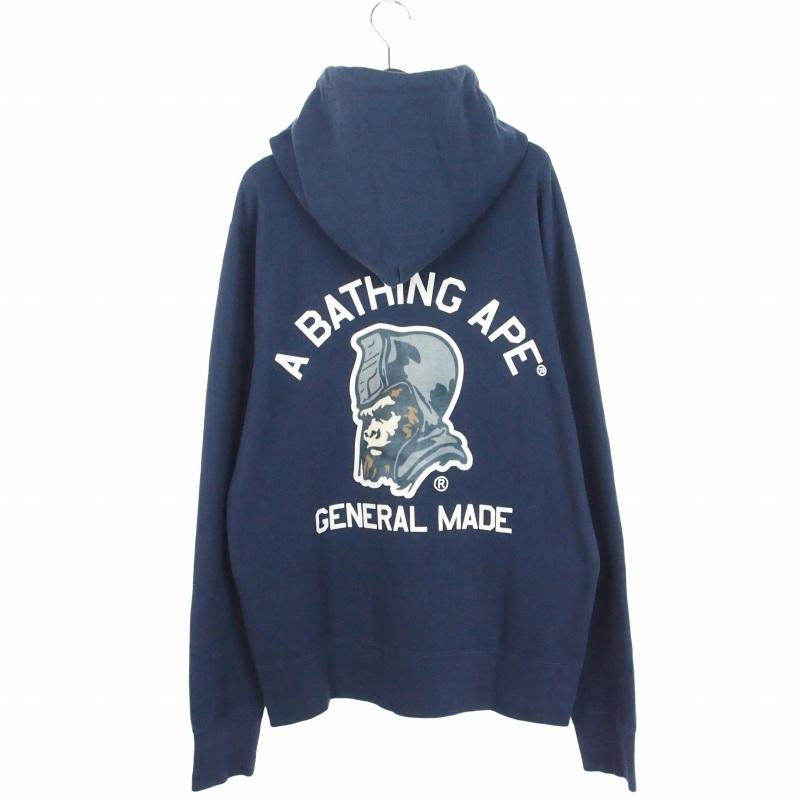 A BATHING APE プリント フル ジップ パーカー　ネイビー A BATHING APE（アベイシングエイプ） パーカー フーディー バック