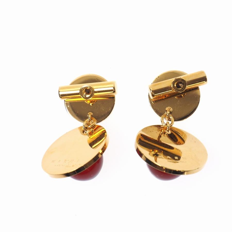 中古 未使用品 マルニ MARNI 19AW メタル レジン ストーン イヤリング  