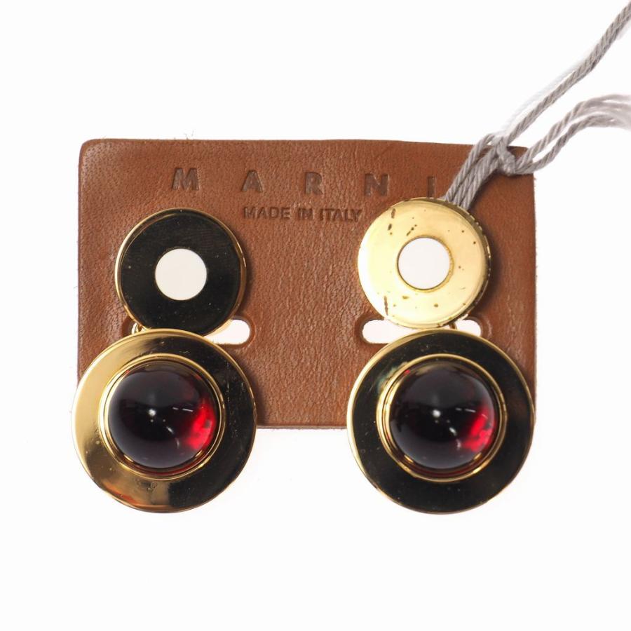 中古 未使用品 マルニ MARNI 19AW メタル レジン ストーン イヤリング  