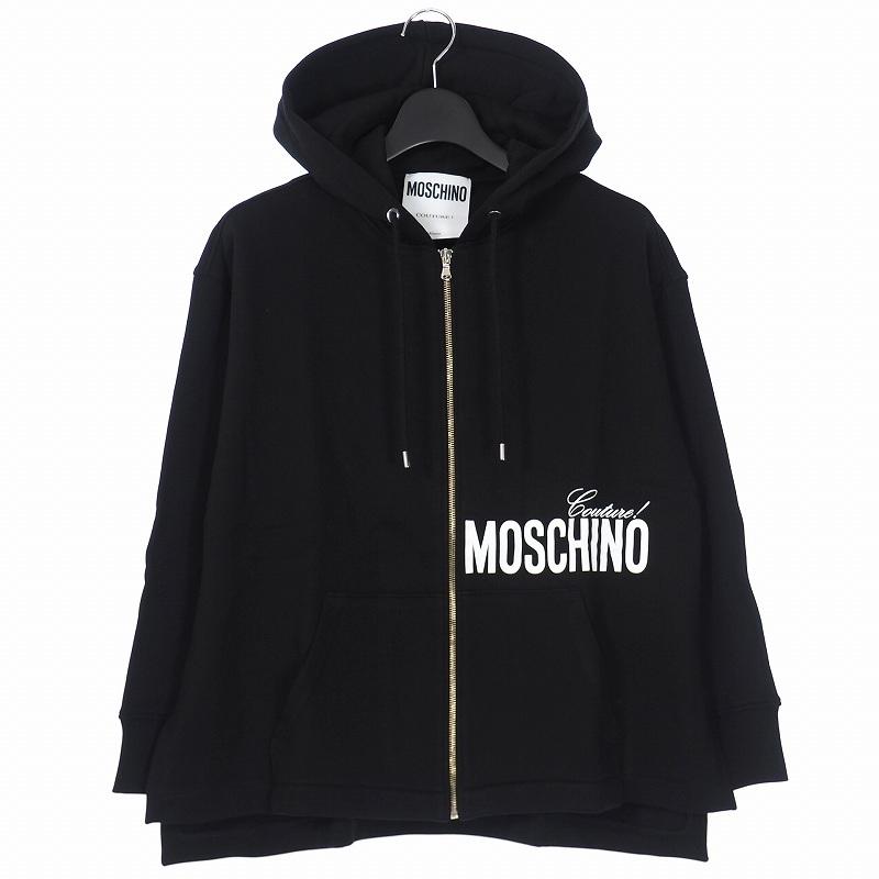 未使用品 モスキーノ MOSCHINO 20SS ロゴ プリント フーディ ジップ  