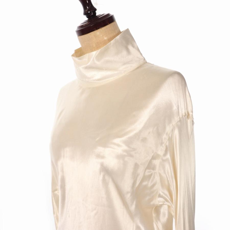 マルニ MARNI エルボーパッチ サテン ハイネック トップス ブラウス