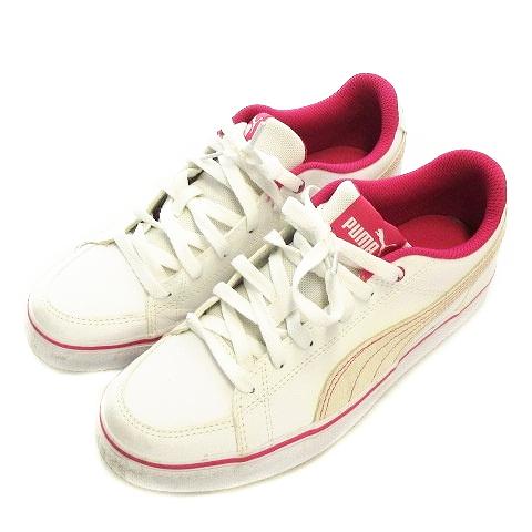 中古 プーマ Puma コートポイントバルク ソフトフォーム スニーカー ローカット レースアップ ひも靴 ロゴ 23 5cm 白 ピンク レディース 4 ブランド古着販売のベクトル 通販 Yahoo ショッピング