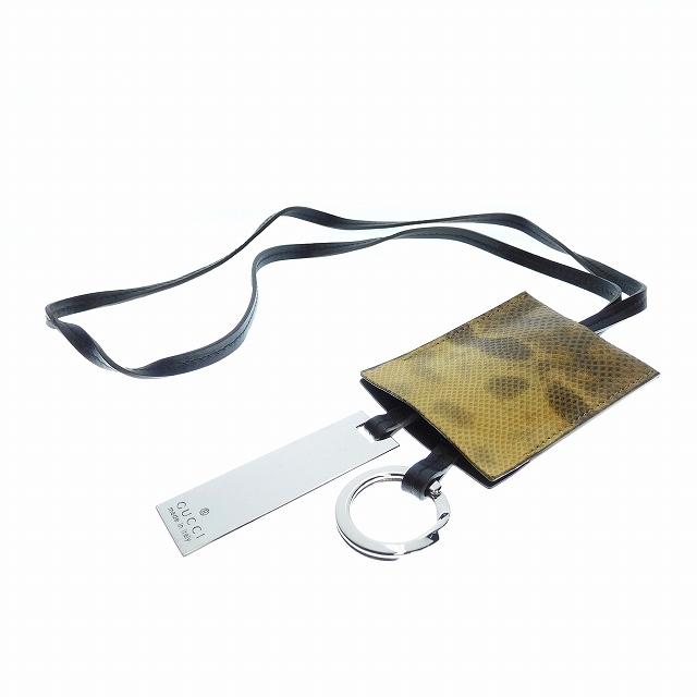 中古 グッチ GUCCI クロシェット ネックレス キーリング プレート