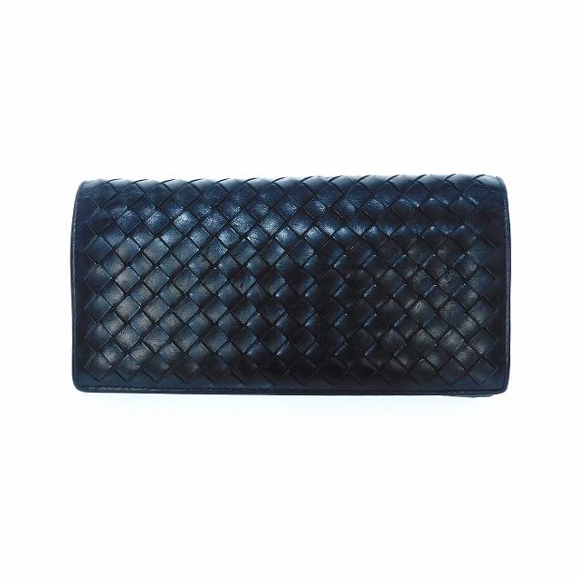 ボッテガヴェネタ BOTTEGA VENETA 長財布 イントレチャート レザー 黒