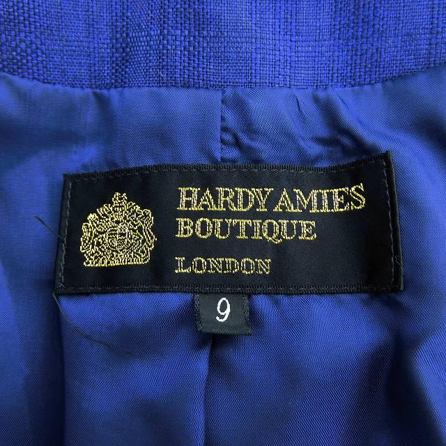 ハーディエイミス HARDY AMIES BOUTIQUE LONDON リネンジャケット ノーカラー 五分袖 前開き 麻 無地 9 紺 ネイビー アウター レディース｜vectorpremium｜08