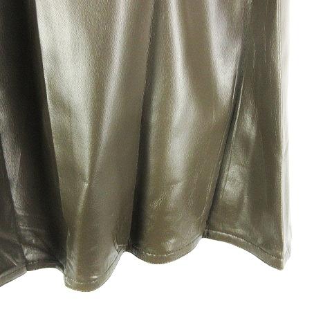ルネ Rene フェイクレザースカート ひざ丈 フレア バックファスナー  