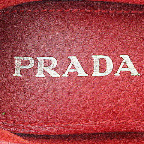 (税込) プラダ PRADA レザー ドライビングシューズ ローファー スクエアトゥ ステッチ 35 赤 レッド 靴 シューズ /TYM レディース