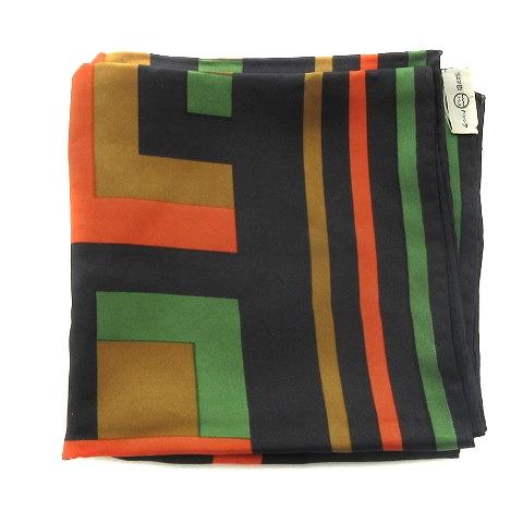 ジバンシィ GIVENCHY Licensed by 大判 スカーフ シルク 総柄 黒  