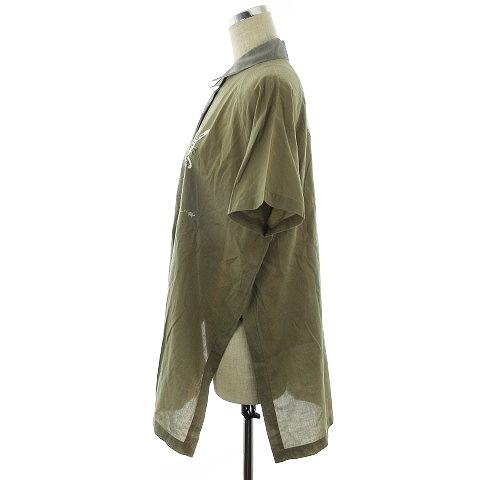 アルベロベロ olleborebla リネンシャツ ステンカラー 半袖 薄手 切替  