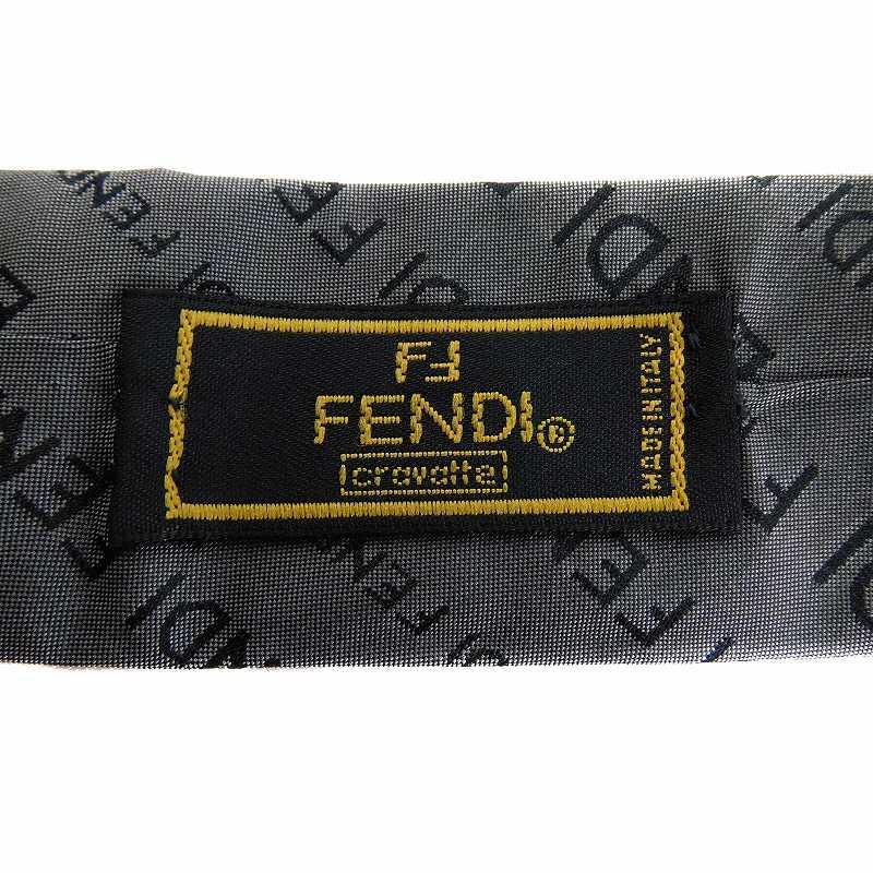 フェンディ FENDI ネクタイ ワイドタイ イタリア製 シルク 総柄 ロゴ