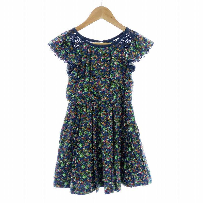 ANNA SUI アナスイ mini 花柄ワンピース ミニ 半袖 フレア ラウンド  