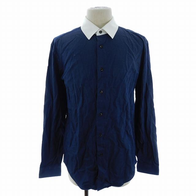 ■新品■アンプレガントanplegant クレリックシャツ　ネイビー 値下げ】Anplegant クレリックシャツ ネイビー - メルカリ