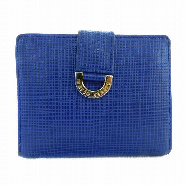 マリクレール MARIE CLAIRE 二つ折り財布 がま口 牛革 レザー 型押し