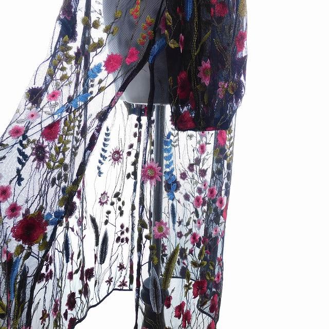 ザラウーマン ZARA WOMAN 花柄刺繍 シースルー ロングワンピース 長袖