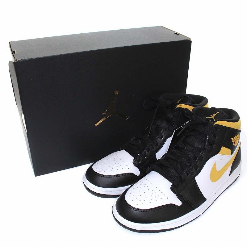 未使用品 ナイキ NIKE Air Jordan 1 Mid White/Pollen-Black エア