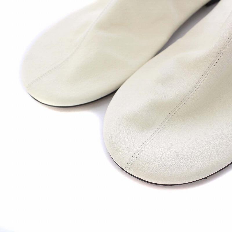 未使用品 ボッテガヴェネタ BOTTEGA VENETA Dot Sock Leather Slippers フラットサンダル サボ スリッパ レザー 37.5 24.5cm 白｜vectorpremium｜04