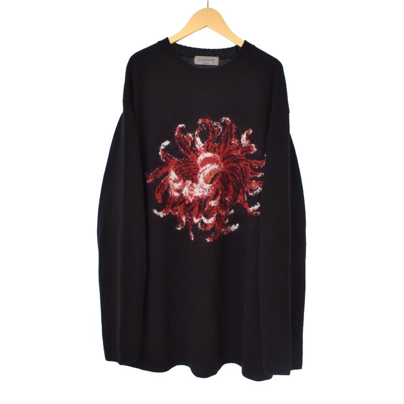 YOHJI YAMAMOTO POUR HOMME 22AW FLOWER INTERSIA JACQUARD CREW NECK