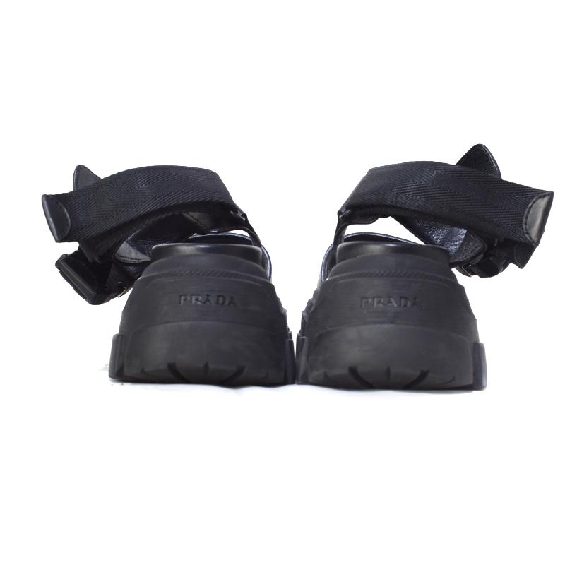 PRADA（プラダ） PRADA tooth sole ロゴバックル レザー ブロック