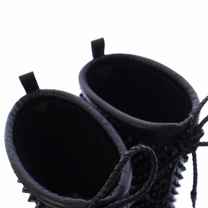 クリスチャンルブタン Christian louboutin Black Leather Surlapony Spiked Mid Calf Boots スパイク ミッドブーツ レザー 44 黒｜vectorpremium｜05