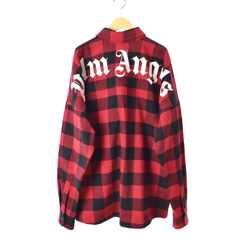 格安買取 パームエンジェルス PALM ANGELS 23SS シャツ ジャケット チェック バックロゴ M 赤 レッド PMES002C99FAB001 メンズ