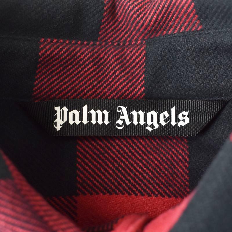 格安買取 パームエンジェルス PALM ANGELS 23SS シャツ ジャケット チェック バックロゴ M 赤 レッド PMES002C99FAB001 メンズ