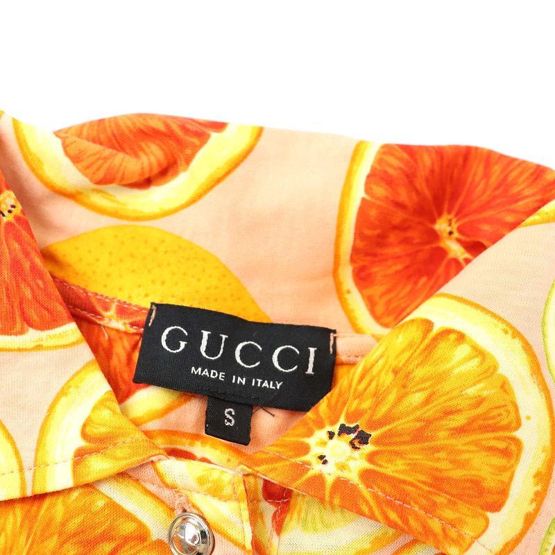 グッチ GUCCI ポロシャツ フルーツ柄 総柄 半袖 S マルチカラー