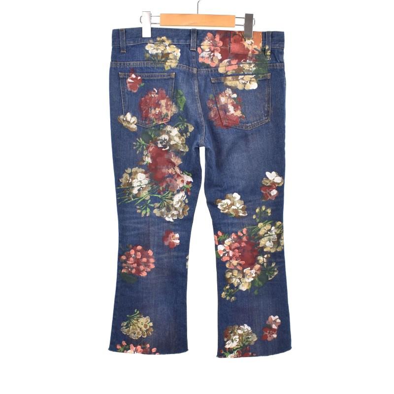 GUCCI グッチ フラワープリント ブーツカット フレア デニム GUCCI グッチ フラワープリント ブーツカット フレア デニム