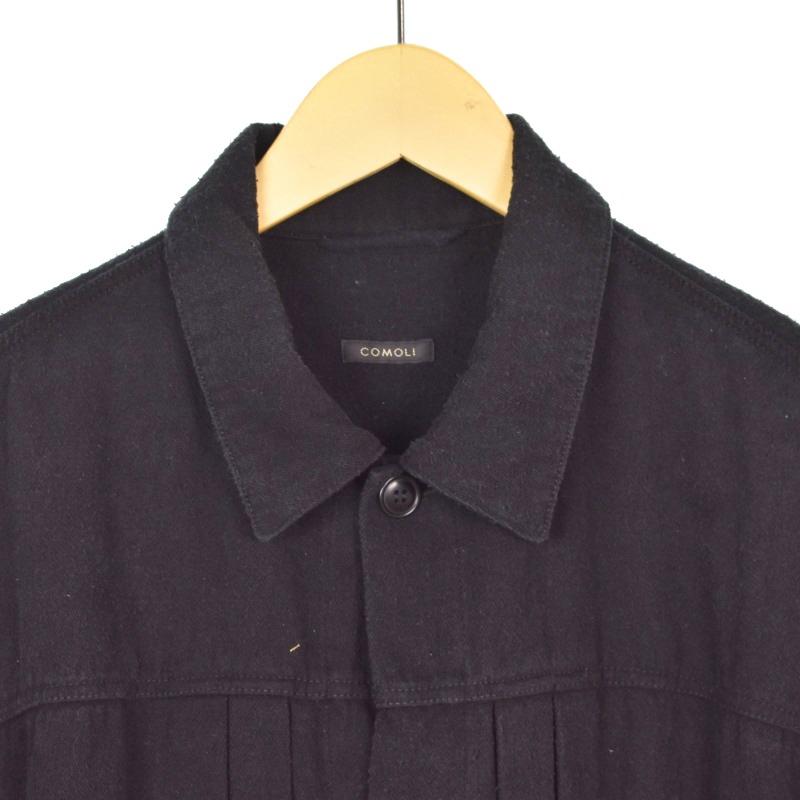 コモリ COMOLI 23SS シルクネップ TYPE-1ST シャツ ジャケット 3 黒 