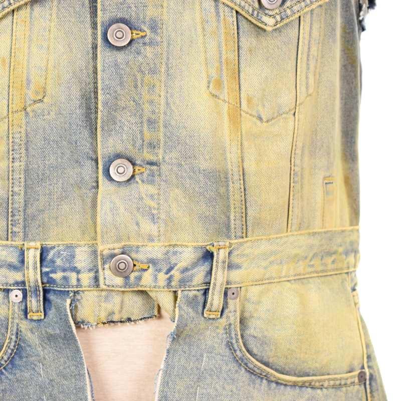 Maison Margiela デニムベスト MM6 Maison Margiela ストーンウォッシュ デニムベスト | ブルー
