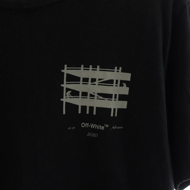 オフホワイト OFF WHITE Tシャツ カットソー 半袖 ロゴ コットン M 黒  