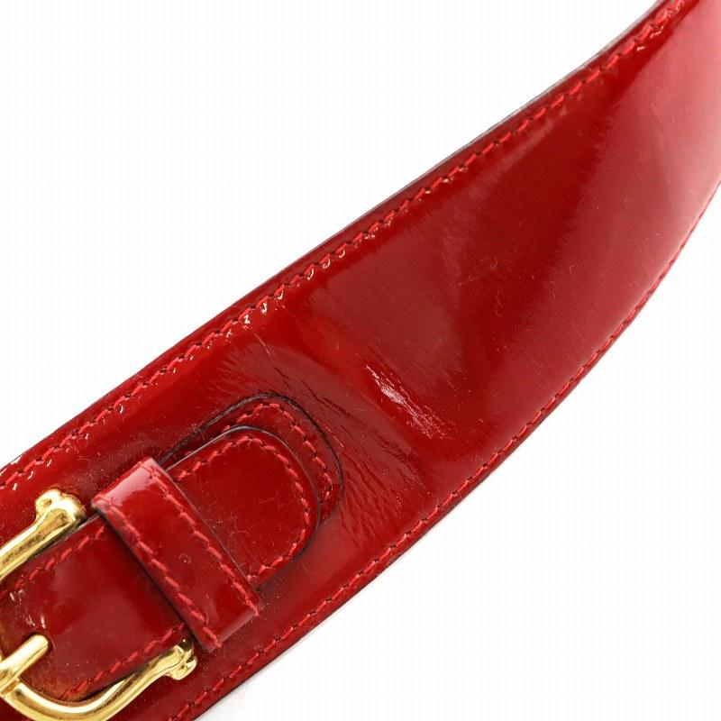 CELINE セリーヌ ベルト ゴールド金具 レザー 65 赤 レッド