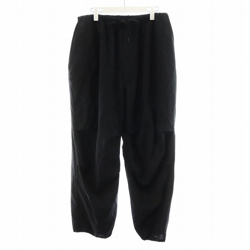 コモリ COMOLI 24SS ウールニータックパンツ イージーパンツ 黒 コモリ COMOLI 24SS ウールニータックパンツ イージーパンツ 黒