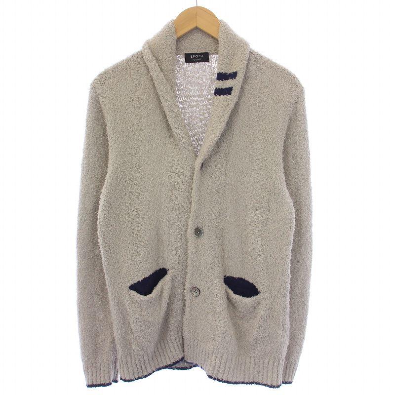 エポカ EPOCA UOMO ニット カーディガン 長袖 48 L グレー 紺 ネイビー  