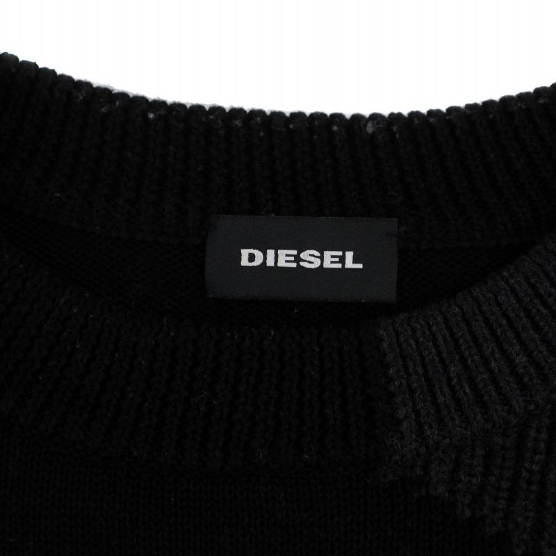 DIESEL（ディーゼル） ニット セーター 長袖 クルーネック ロゴ S 黒