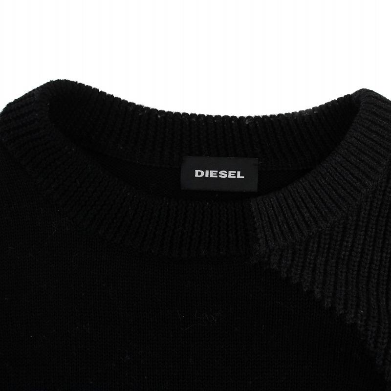 DIESEL（ディーゼル） ニット セーター 長袖 クルーネック ロゴ S 黒