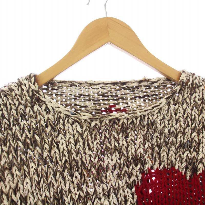 サンシー SUNSEA 第八のSWEATER ニット セーター 長袖 ハート 3 L 茶 