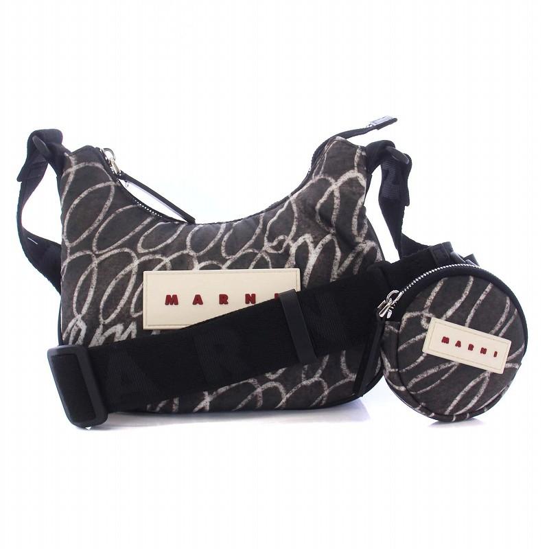 MARNI（マルニ） MARNI 24AW HOBO ショルダーバッグ サテン ラバーロゴ 