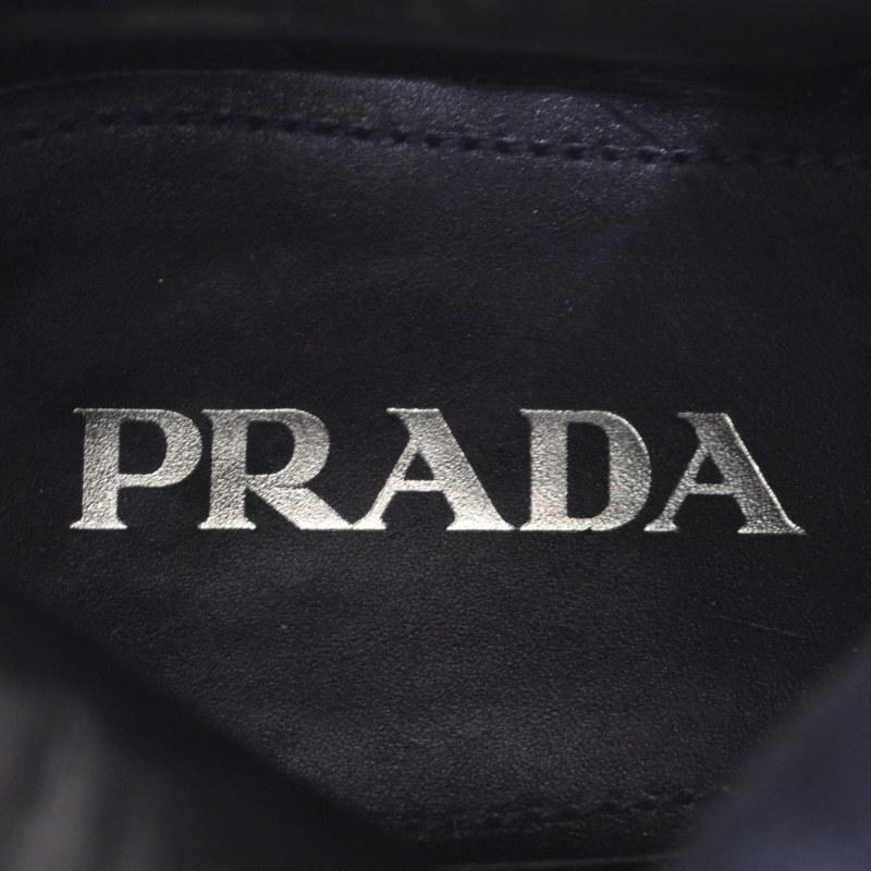 PRADA（プラダ） サイドジップ レザー ロゴ エアソール ハイカット