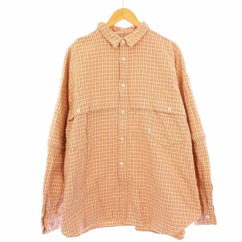ケボズ Keboz CONVERTIBLE NEL SHIRT ORANGE CHECK コンバーチブル