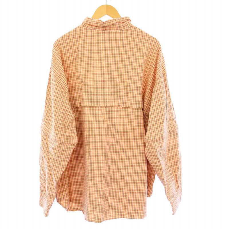 ケボズ Keboz CONVERTIBLE NEL SHIRT ORANGE CHECK コンバーチブル