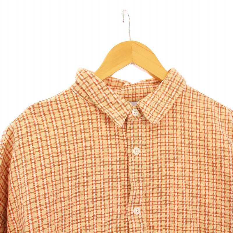 ケボズ Keboz CONVERTIBLE NEL SHIRT ORANGE CHECK コンバーチブル