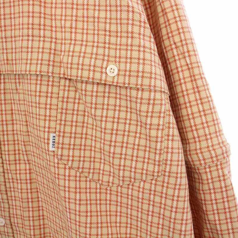ケボズ Keboz CONVERTIBLE NEL SHIRT ORANGE CHECK コンバーチブル